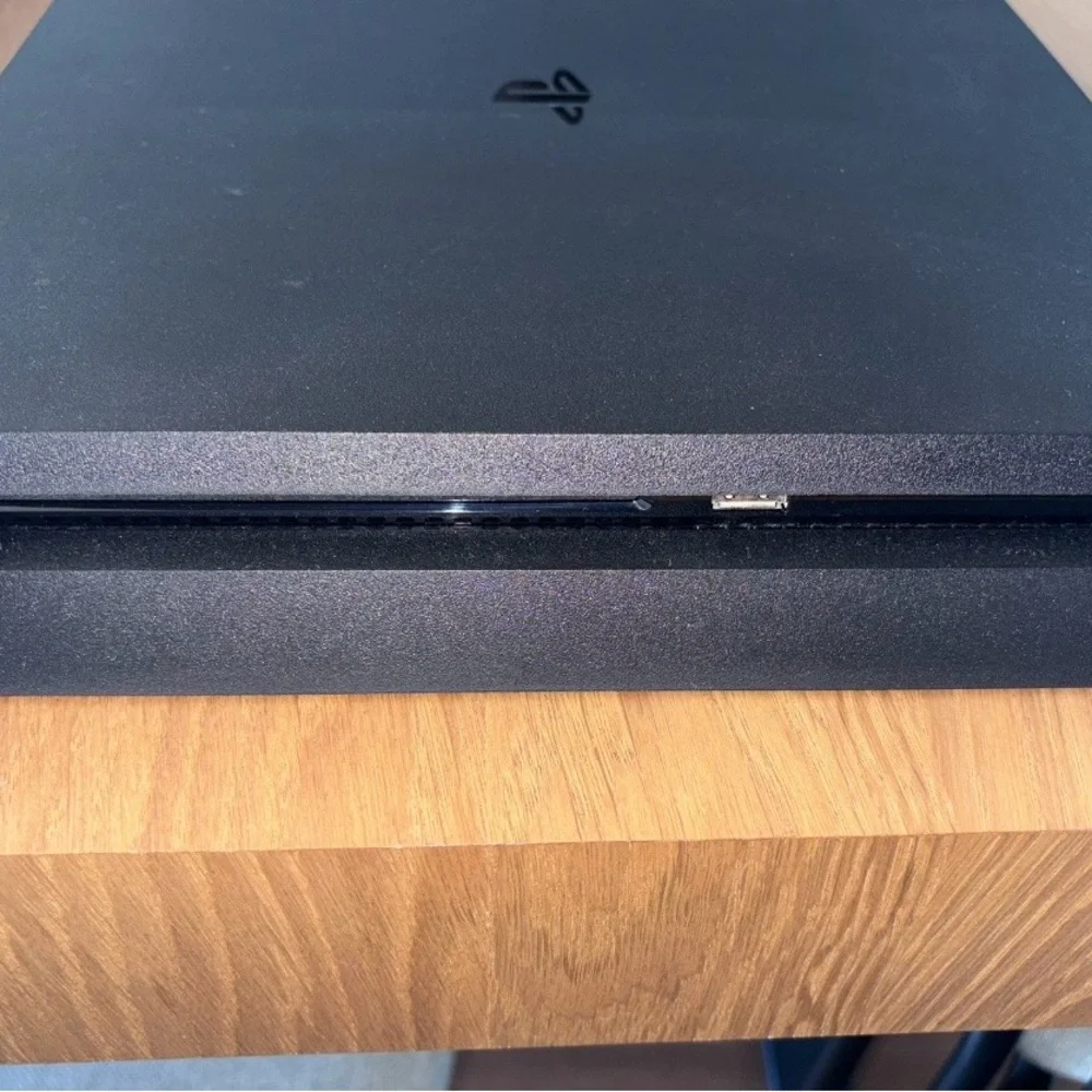 Sony Black Console with Custom Blue Controller and Headset